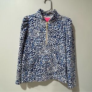Lilly Pulitzer Cabela’s 1/2 Zip Popover Pullover Leopard Cheetah Twisted Up